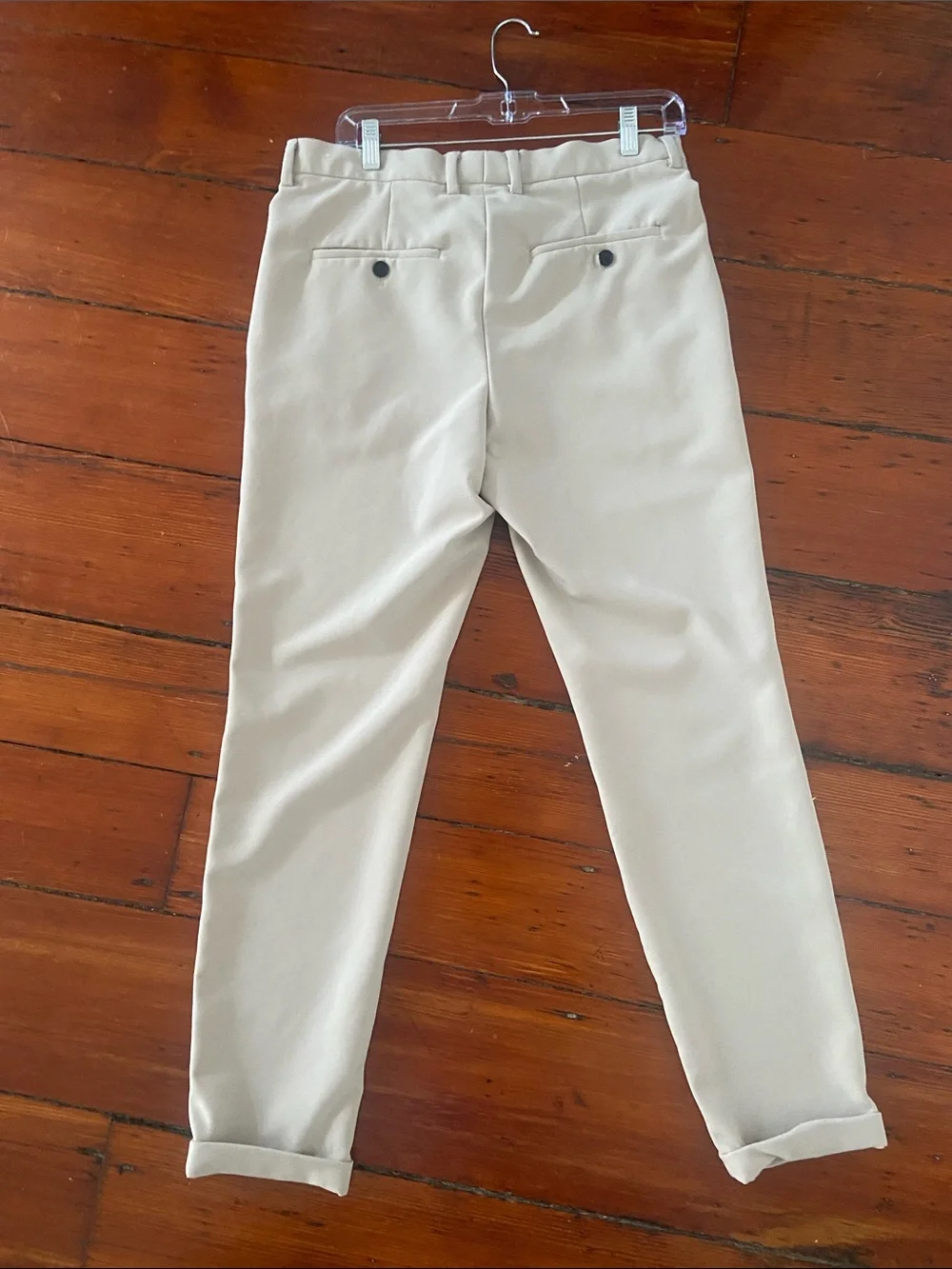H&M Men's Chino Pants in Light Beige 30x30 Slim Fit Cream Trousers Cuffed Slacks